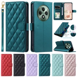 Fashion Wallet Case on For OPPO Reno 12F Cover Rhombic Pattern Flip Phone Case for Oppo Reno12 F Reno 12 Pro 12F 5G Coque Fundas