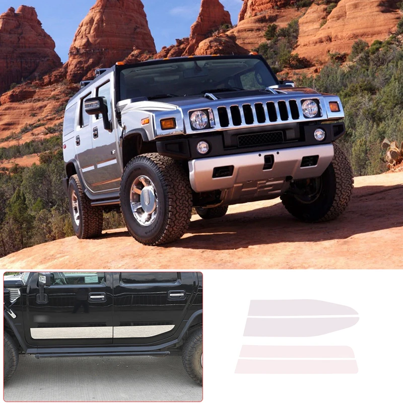 Stainless Silver Exterior Details Car Body Car Door Moulding Protective Trim Strips Stickers for Hummer H2 2003-2009 Accessories