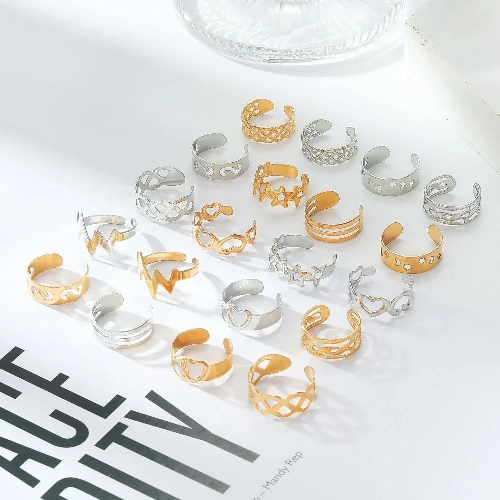 10Pcs Vintage Toe Rings Set Silver/Gold Alloy Women Foot Rings Adjustable Different Shapes Summer Beach Jewelry