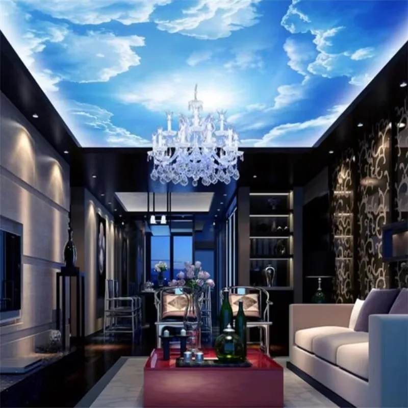 Custom wallpaper 3d mural blue sky white clouds seagull ceiling background wall living room bedroom decoration painting фотообои