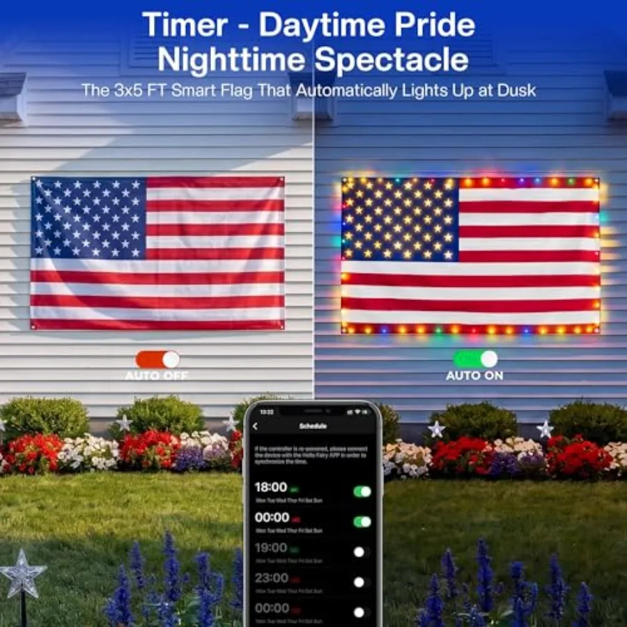 Smart Lighted American Flag 3x5 FT, App Control Flag 4th of July Decorations Lights DIY Color, Music Sync LED Light Up Patrioti view 4