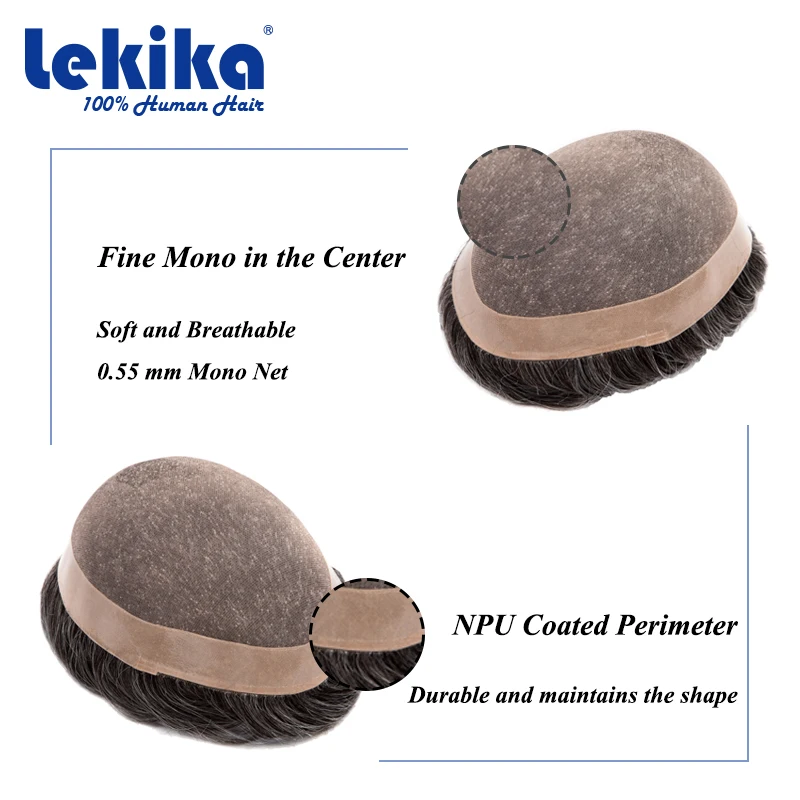 مضاد للجراثيم الشعر المستعار أحادية الرجال الشعرية الاصطناعية 6 ''خصلات الشعر المستعار الإنسان للرجال مريحة الذكور الشعر الاصطناعية شعر مستعار دائم