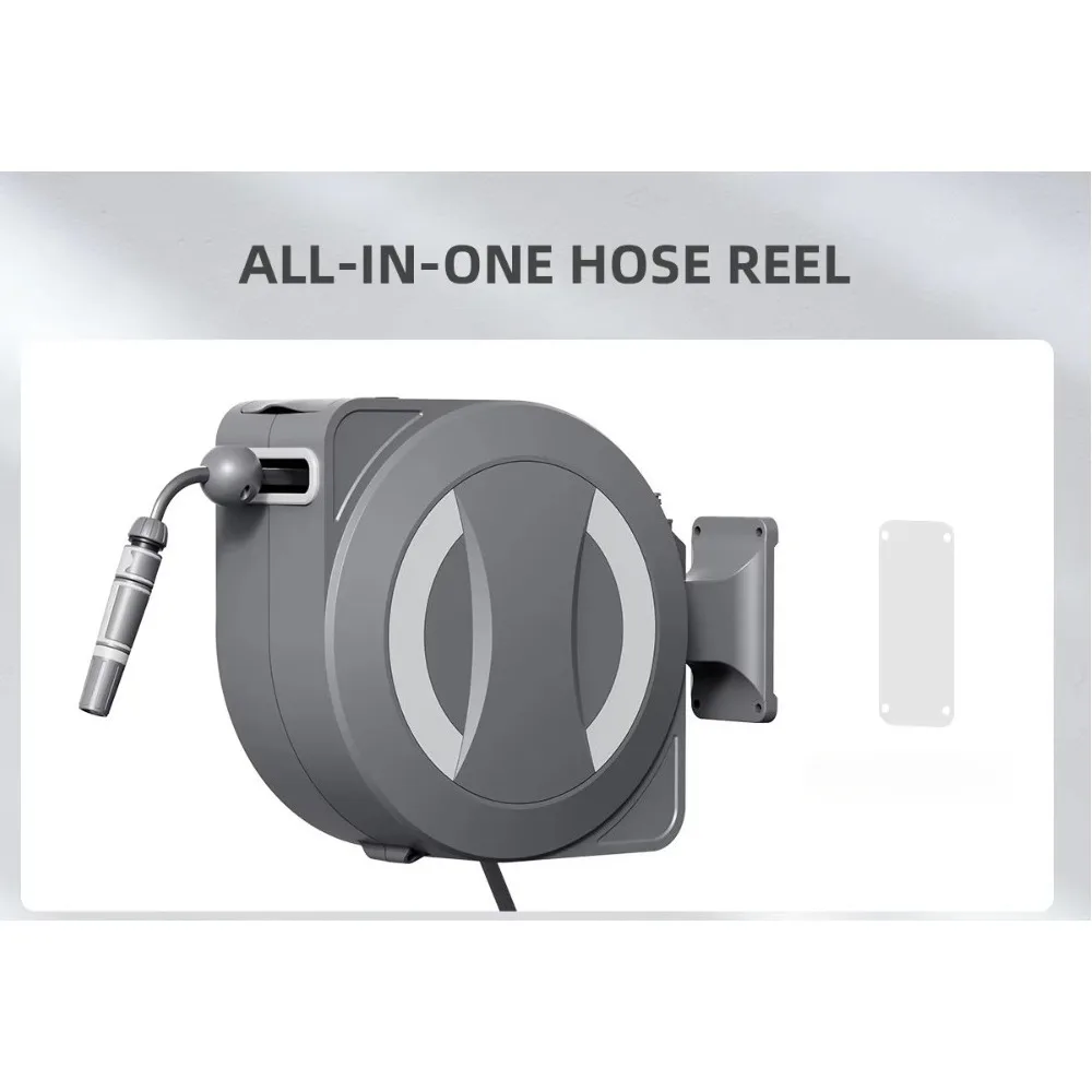 Automatic winding type telescopic hose reel 30m with remote control, wall mounted heavy-duty, suitable for garden watering