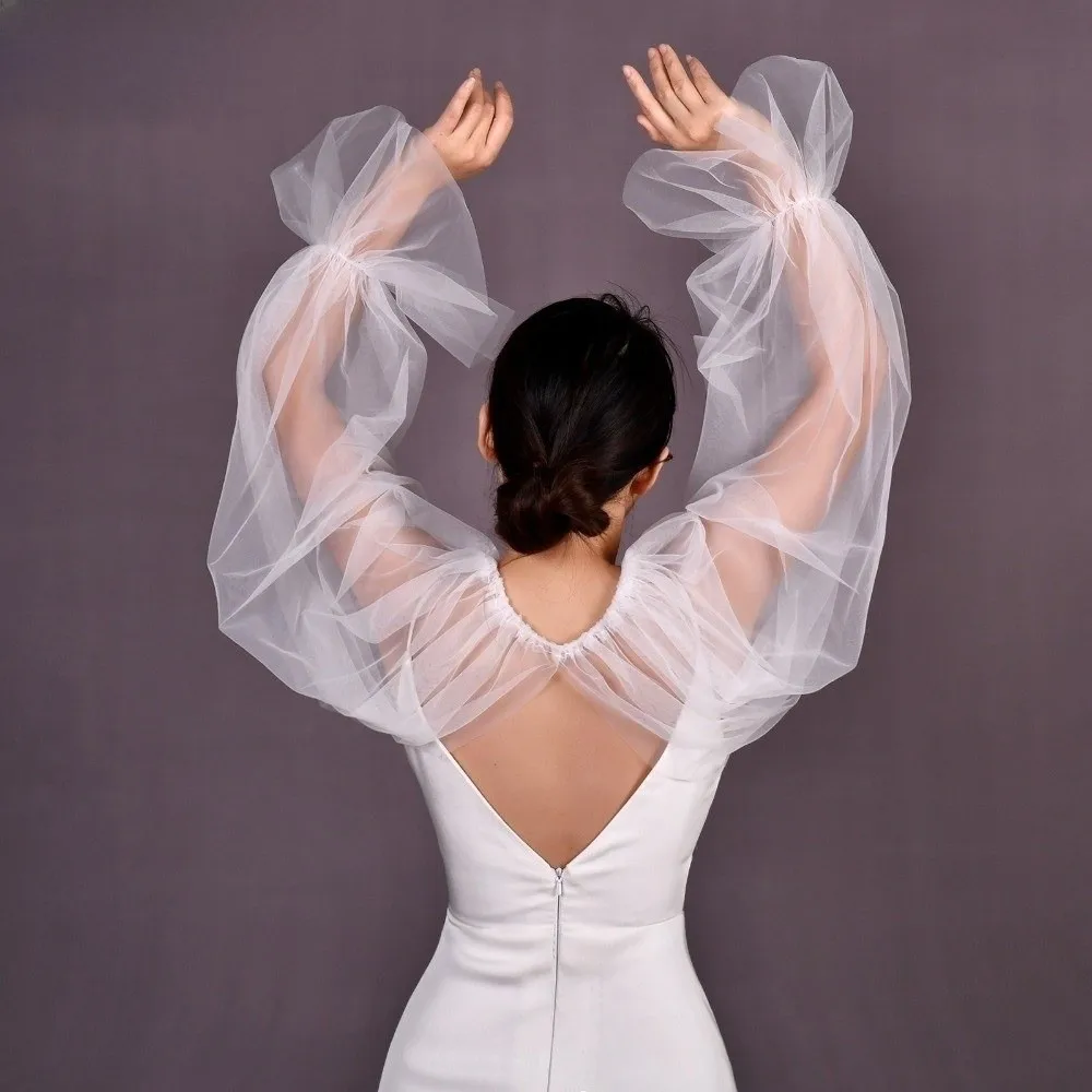 

New Long Puff Sleeve Half Top Blouse Ruffled Design Lightweight False Collar Soft Solid-colored Detachable Collar Women Wear