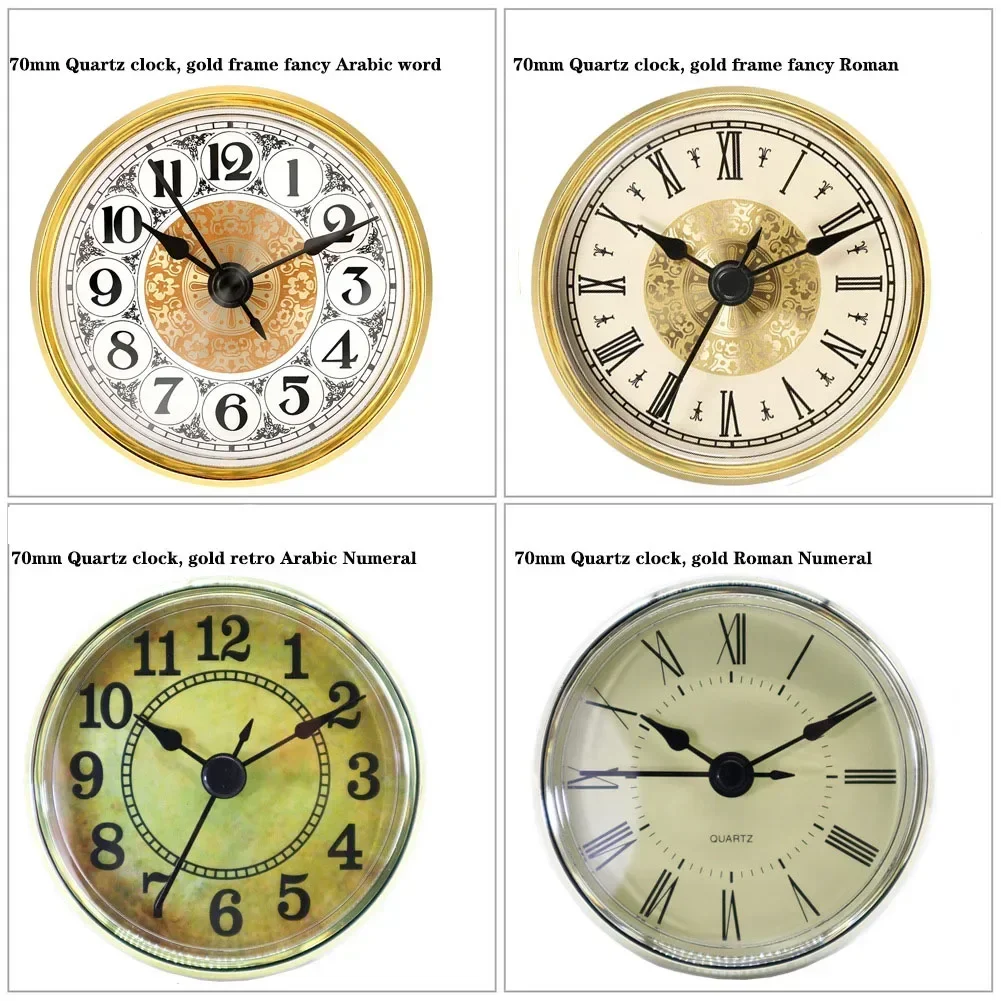 70MM Clock Quartz Movement Round Clocks Face Insert Classic Clock Craft Roman Numerals Watch Handmade DIY Replacement Part