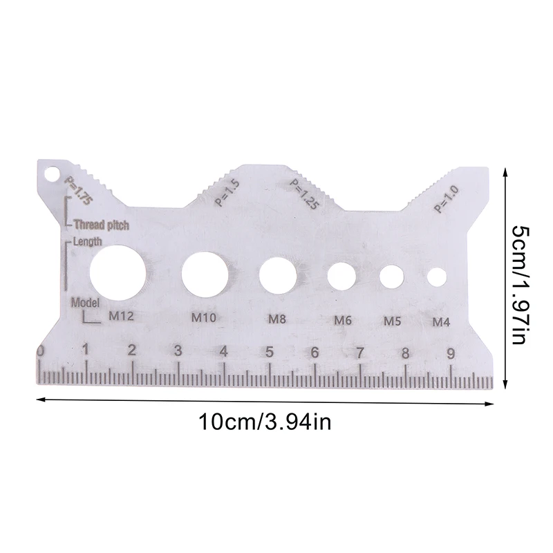 

(YY)1Pc Bolt Measuring Tool Bolt Thread Stainless Steel Sizer Flat Double-Sided Screw Measuring Device for Pattern Jewelry Watch