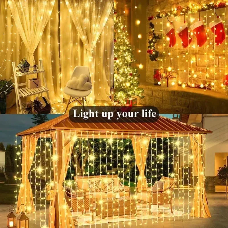 家の装飾用のLEDストリングライト,妖精の花輪,クリスマス,結婚式,パーティー,カーテン,通り,庭,3m-80m