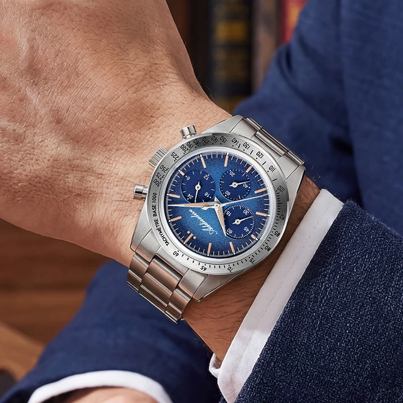 

ADDIESDIVE Vintage Luxury Men's Watch Quartz Chronograph Stainless Steel Sports Wristwatch 100M Waterproof Watch Crystal Watch