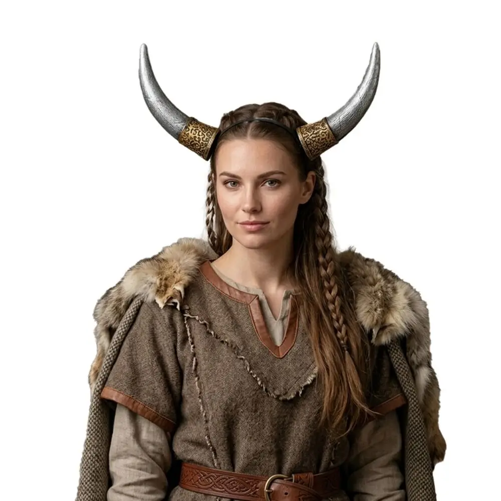 

Pu Halloween Horns Headband Ox Horn Viking Cosplay Hairband Headwear Cosplay Headband Halloween Hair Hoop Photo Props