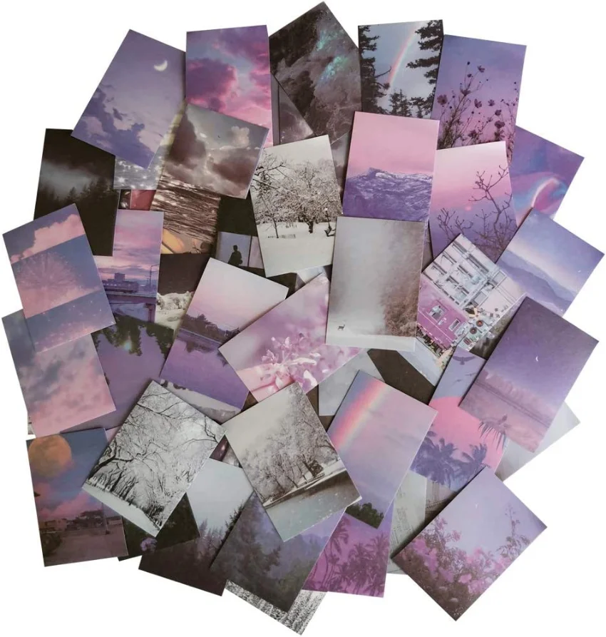 Washi Stickers Set 100 Pieces Colorful Sky Starry Night Winter Mountain Scenery Self-Adhesive Sticker Label for Scrapbooking