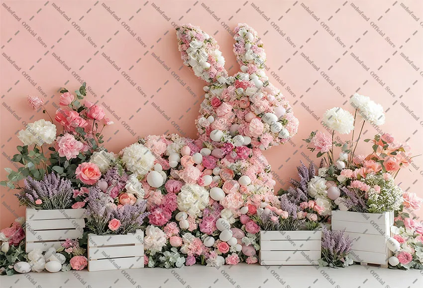 Mehofond Photography Background Spring Easter Cottage Flower Bunny Eggs Kids Birthday Party Portrait Decor Backdrop Photo Studio