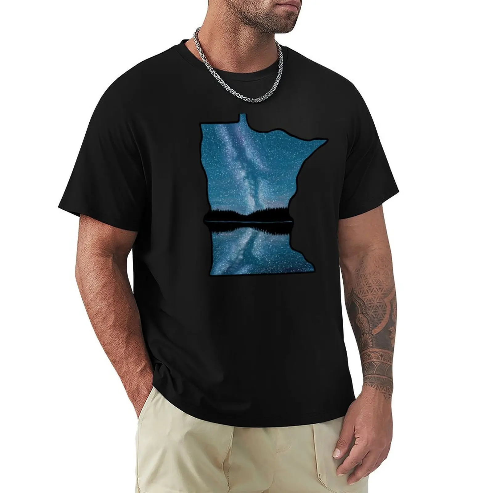 

Minnesota Silhouette - Milky Way T-Shirt Man t-shirt quick drying graphic shirts heavy weight t shirts for men
