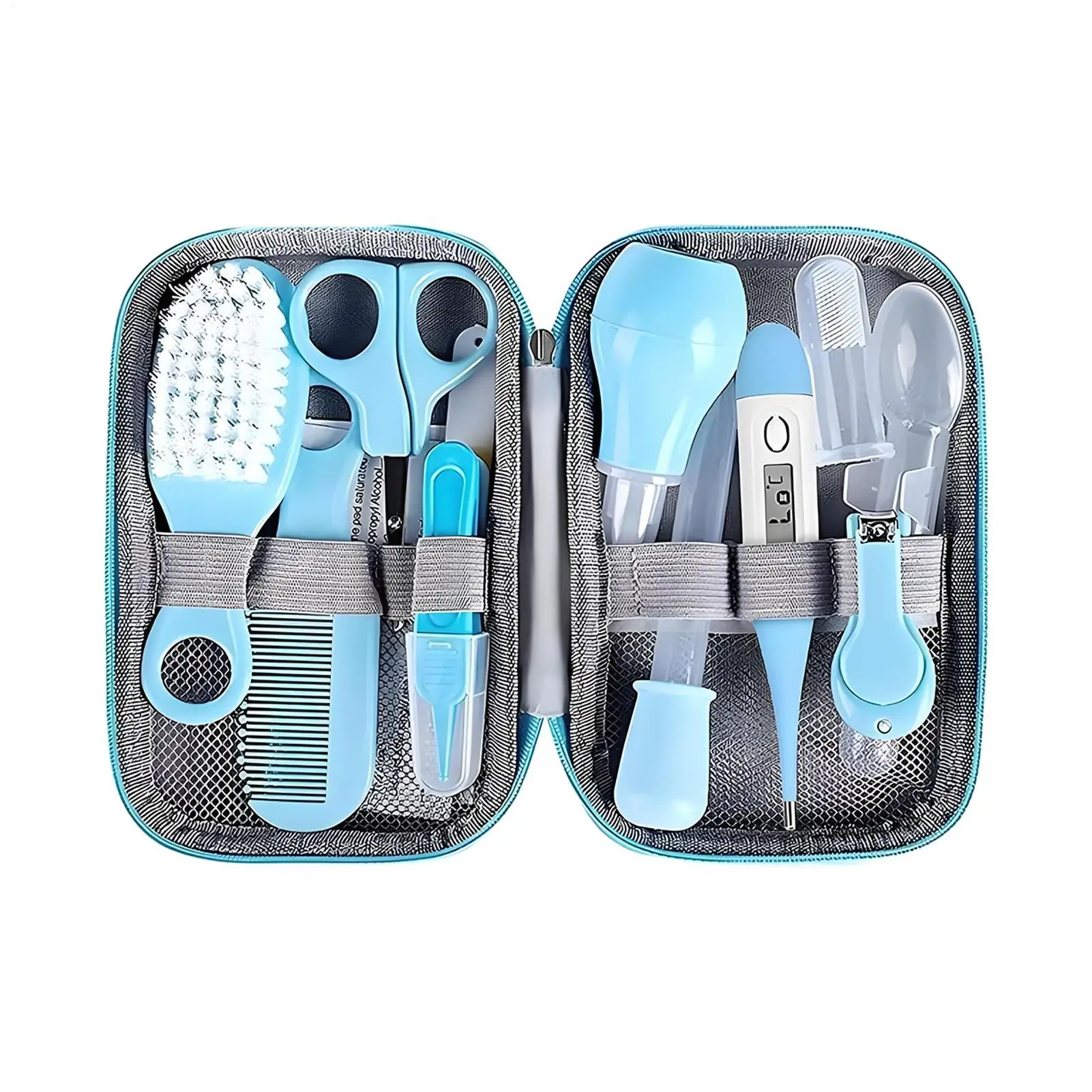

Baby Hygiene Kit 18 Pieces Baby Grooming Kit Clipper Nasal Aspirator Small Feeder Finger Toothbrush For Shower Kids Hospital Bag