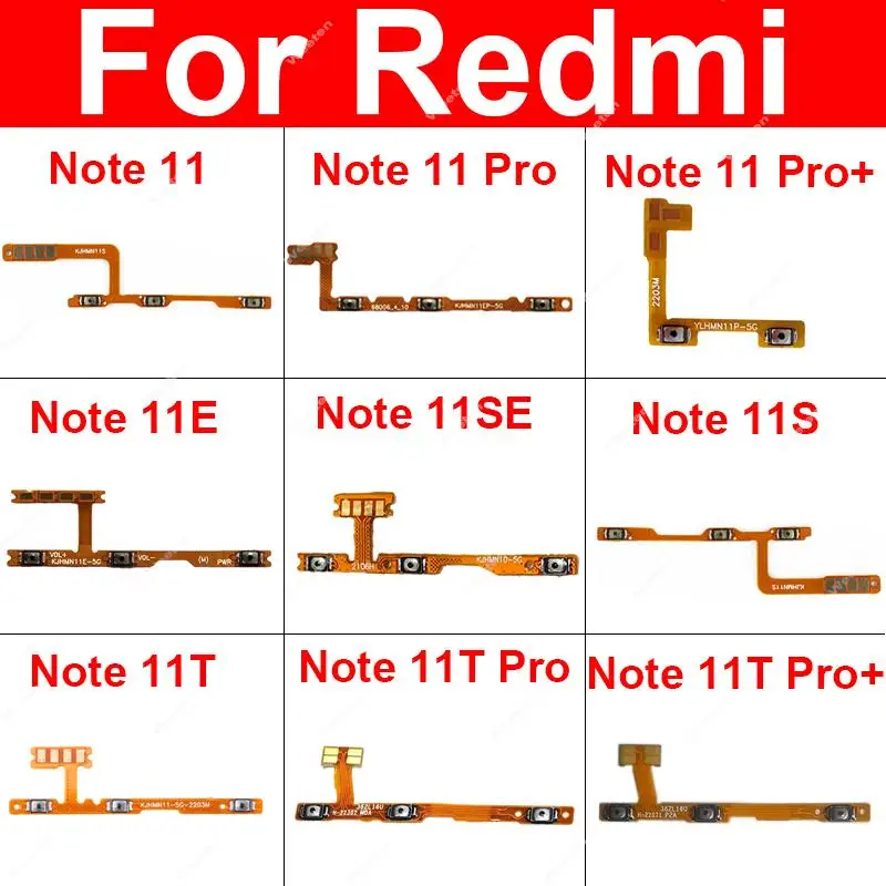 For Xiaomi Redmi Note 11 11S 11T 11E 11SE Pro Power Volume Button Flex Cable Side Key Switch Control ON OFF Button Repair Parts