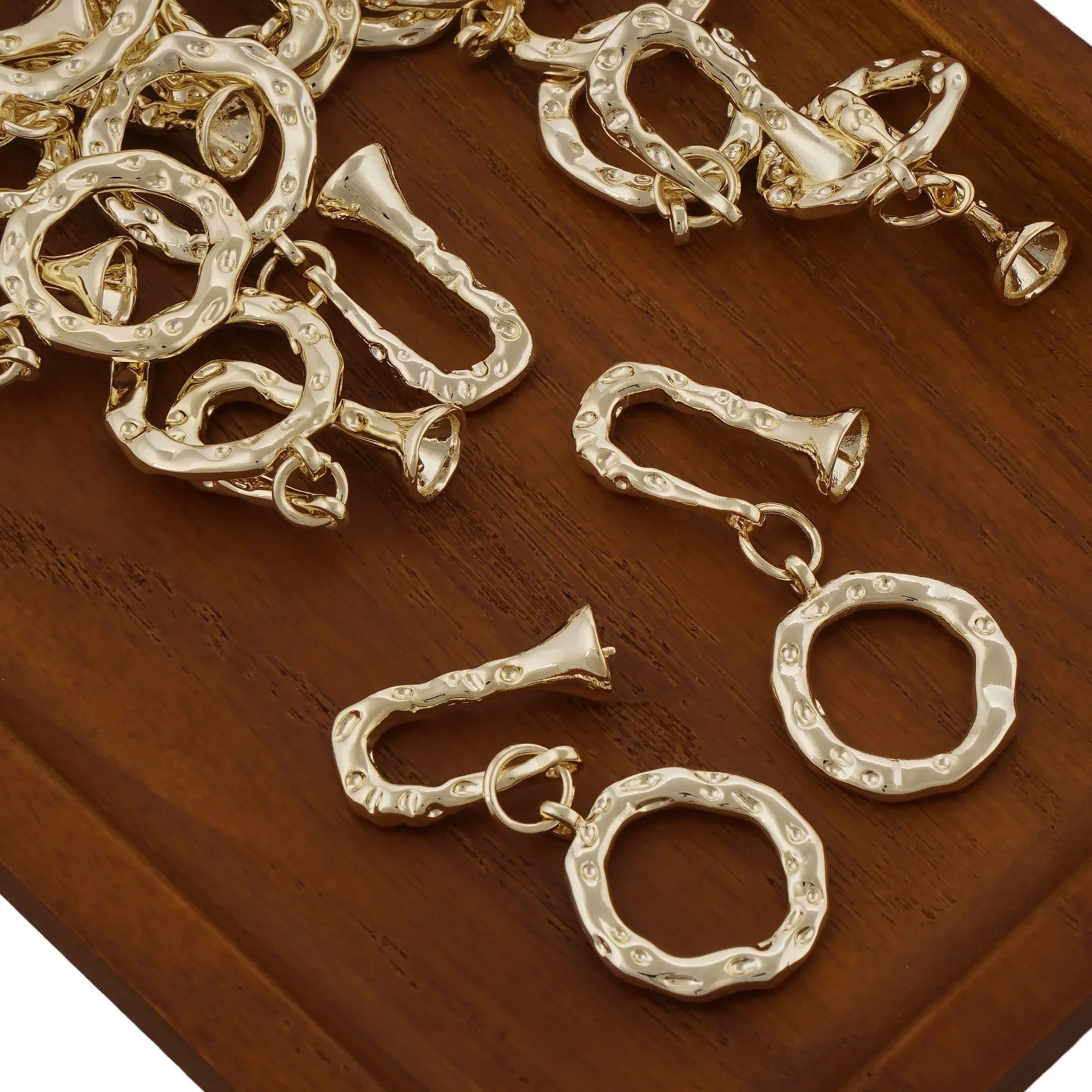 5PCS 14k Gold Filled Hammered Hook Clasp,Brass Hook Clasp With Bead Cap,Necklace Connector for Jewelry Creation Diy 10418950