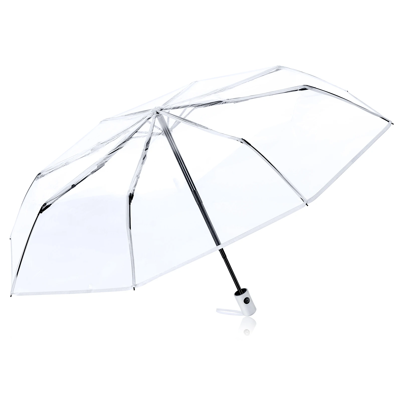 

Three Folding Umbrella Large Pocket Automatic Clear Women Windproof Waterproof Travel Portable Compact Foldable Transparent Rain