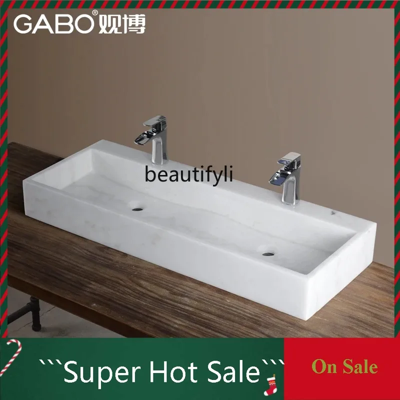 

A076 Marble Washbasin Art Basin Small Unit Washbasin Washbasin Square Double Basin