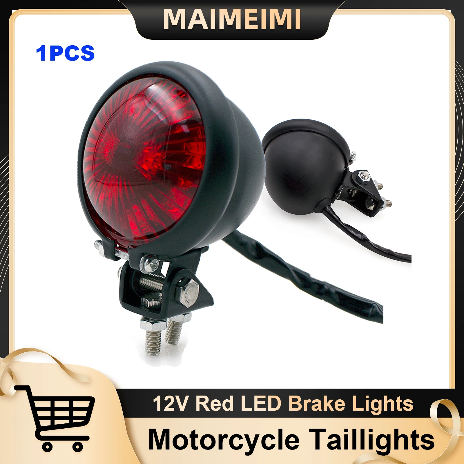 Universal 12V Motorcycle Taillights Red LED Brake Light Motorbike Round Running Stop Rear Tail Lamp Modified With Chopper Bobber