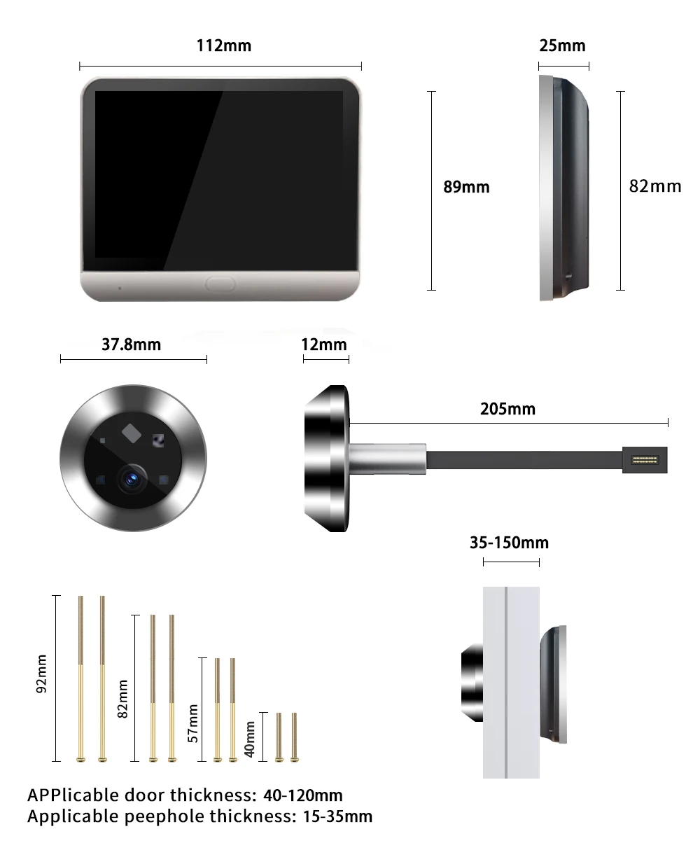 New Silence Tuya Smart WiFi Video DoorBell 4.3 1080P Eye Peephole Camera 5000mAh No Feel PIR Motion Alarm Alexa Door Viewer
