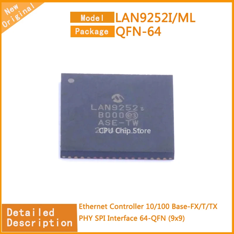 1~PCS  New Original  LAN9252I/ML  LAN9252I  Ethernet Controller 10/100 Base-FX/T/TX PHY SPI Interface 64-QFN (9x9)