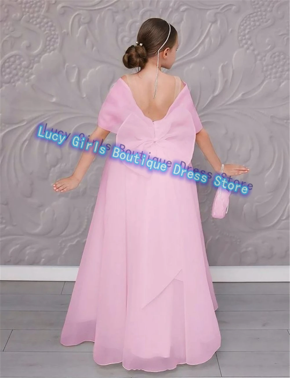 Elegante cor personalizada vestido da menina de flor primeira comunhão vestido até o chão pageant casamento crianças vestidos de aniversário da dama de honra