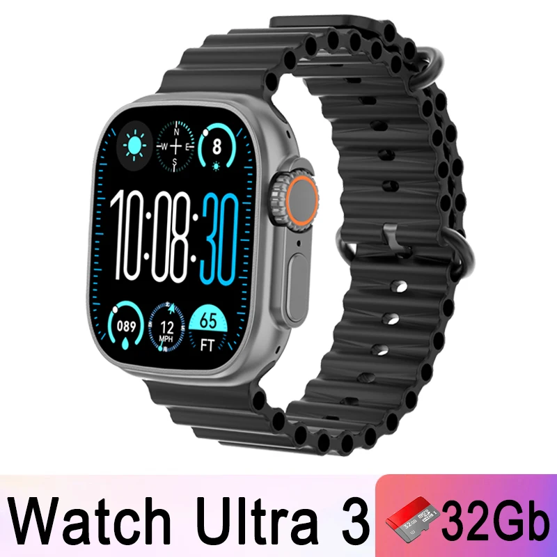 

DT Ultra 3 Смарт-часы Amoled HD-экран 32 ГБ MP3 MP4-плеер Bluetooth Обмечание сети Приложение Магазин GPS Карта Компас Спортивные SmartWatch