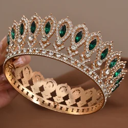 Vintage Crystal Crown Baroque Marquise Rhinestone Tiara Round Diadem Bridal Wedding Headdress Hair Jewelry Accessories