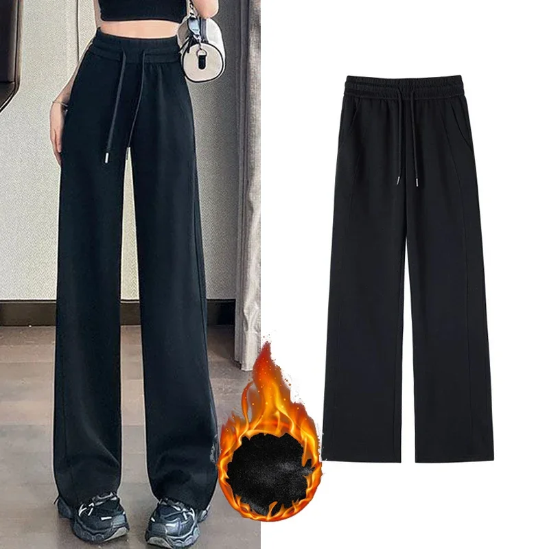 الشتاء الإناث شيك عالية الخصر مستقيم الساق السراويل الحرارية النساء أفخم عادية فضفاض السراويل الفتيات الثلوج الدافئة الصوف السراويل #6