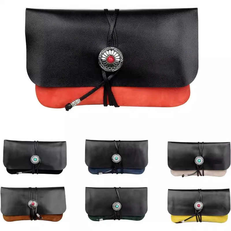 حقيبة أنابيب التبغ من جلد الغنم بطبقة مزدوجة حقيبة تخزين جلدية منظم محمول أدوات تدخين عملية هدية للرجال #6