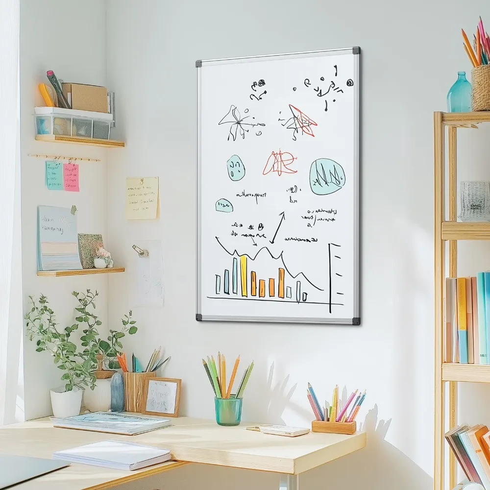 Magnetic Whiteboard 36 X 24 Inches Dry Erase Board with Aluminum Frame for Home Office School Classroom Wall Mounted