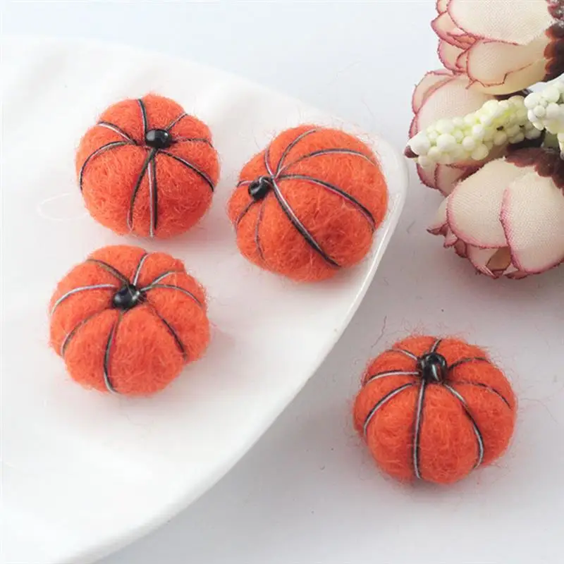 12Pcs Felt Pumpkin Ornaments Felt Foams Ball Craft Project Supplies Autumn Felt Pumpkin Decor Wool Felt Poker Pumpkin Ball