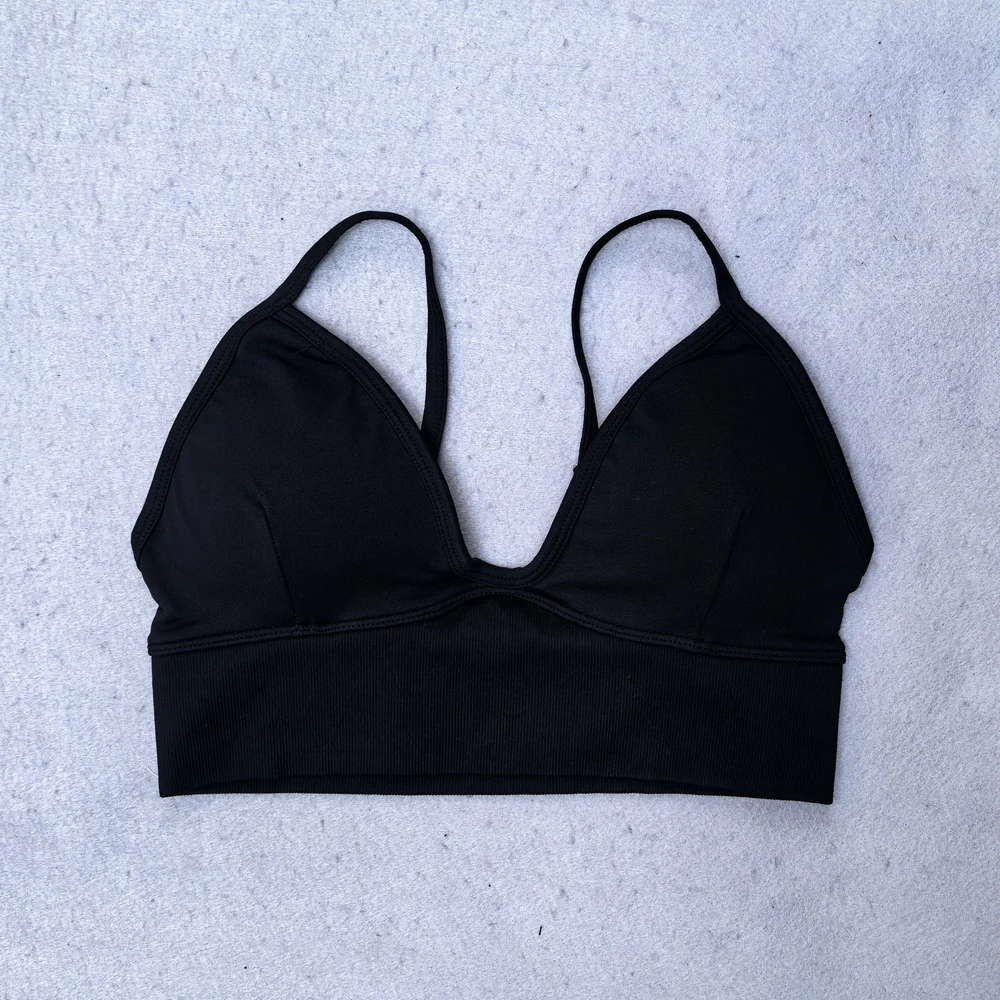 Strappy Backless Sports Bra Women Padded Seamless Yoga Bra Top Medium Support Gym Crop Top Stretchy Fitness Push Up Sports Top image 3