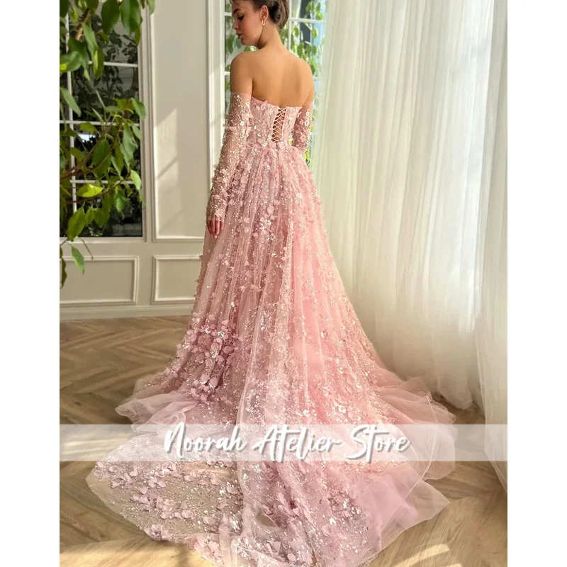 Элегантное вечернее платье с 3D цветком и съемной юбкой, 2024, роскошное платье русалки с длинными рукавами, торжественное платье для выпускного вечера, свадьбы по индивидуальному заказу