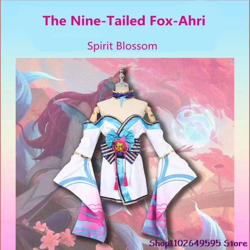 Spiel lol ahri Cosplay Kostüm Anime der neunschwänzige Fuchs Geist Blüte Perücke Erwachsenen Kleid Halloween sexy Frau Kimono Anzug