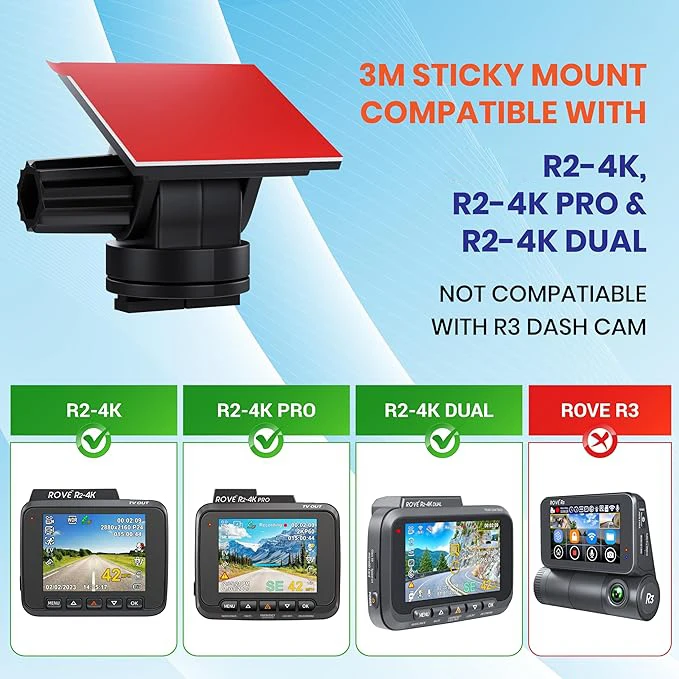 for ROVE Sticky Mount for R2-4K R2-4K PRO and R2-4K Dual Dash Cams Adhesive Mount SpareSticky  Electrostatic Film