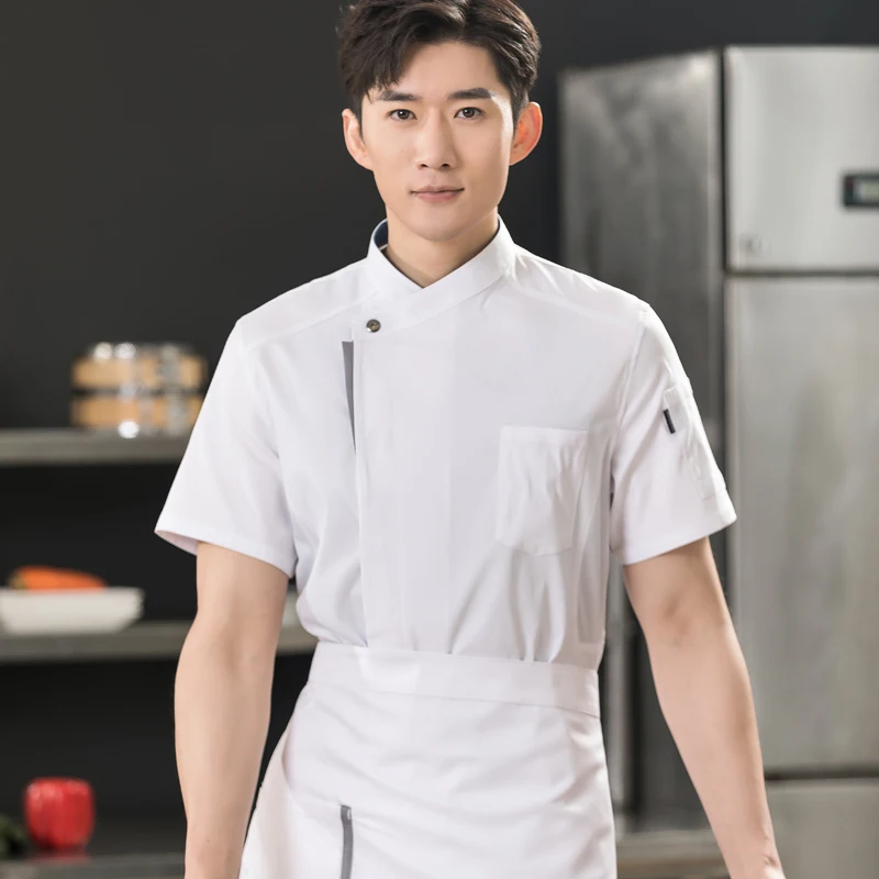 高品質シェフ制服男性女性レストランホテルコスチューム半袖プロのキッチンコスチュームデザイナー調理服