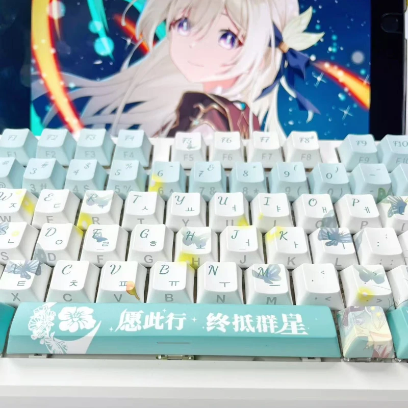 130 Keys Honkai Star Rail Keycaps Korean Keycap Firefly Keycap Anime Translucent PBT DYE-Sub Cherry Profile for 61/64/75/87/104