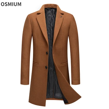 Autumn Winter Long Woolen Overcoat Men Wool Coat Plus Size Cotton Thick Brown Long Sleeve Windbreaker Blend Jacket 3xl 4xl