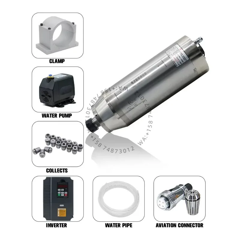 

HLTNC High Quality Water Cooled Diameter 125 5.5 KW 5500W 380v Forstone ER25 4 Bearings Round Spindle Kit With 7.5kw VDF For Cnc