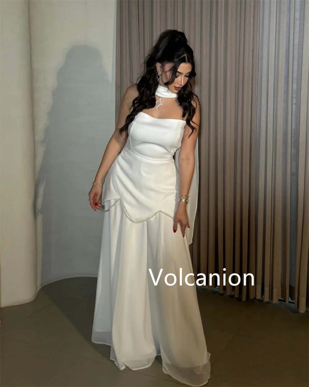 Customized Jersey Beading A-line Strapless Long Dresses Bespoke Occasion Party Simple Modern Style Elegant