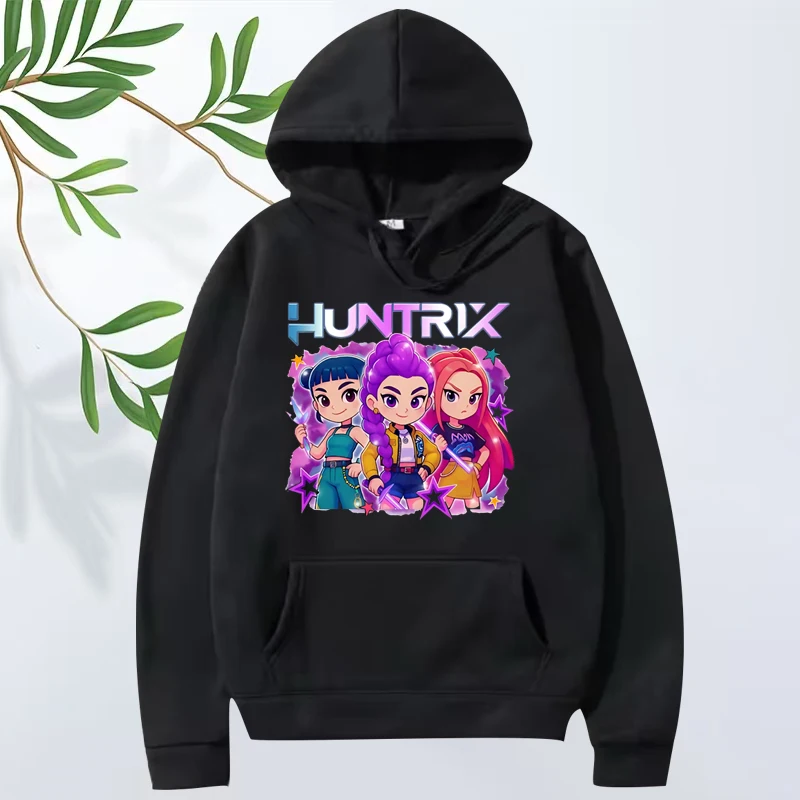 

Huntrix Kpop Demon Hunters Graphic hoodie men women vintage fashion Anime Long sleeve streetwear print oversized hoodie unisex