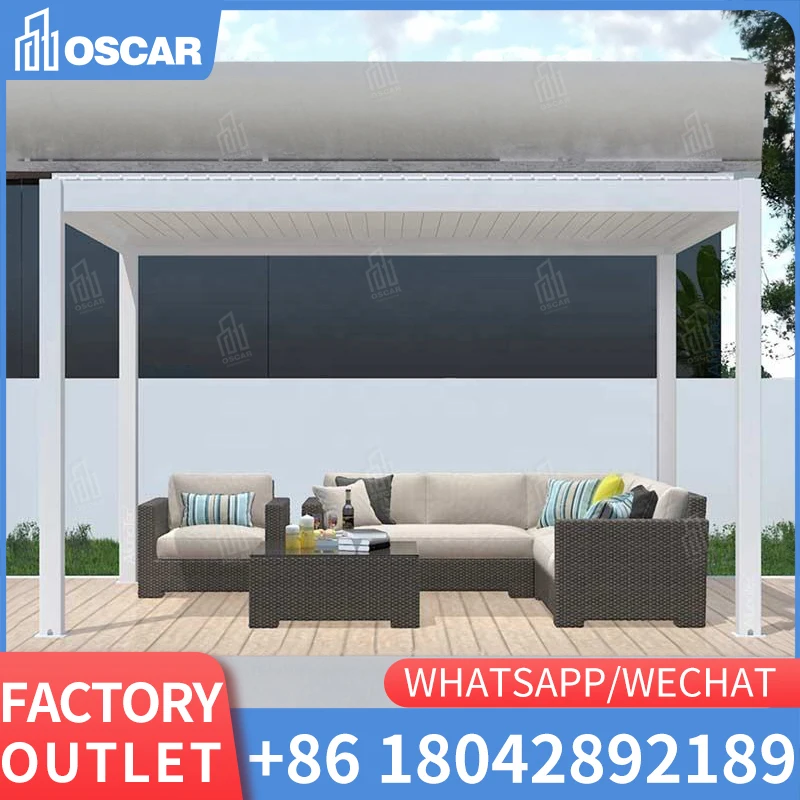 

Retractable Terrace Roof Awning Exterior Outdoor Garden Bioclimatique Motorized Side Roller Blinds Bioclimatica Electric Pergola