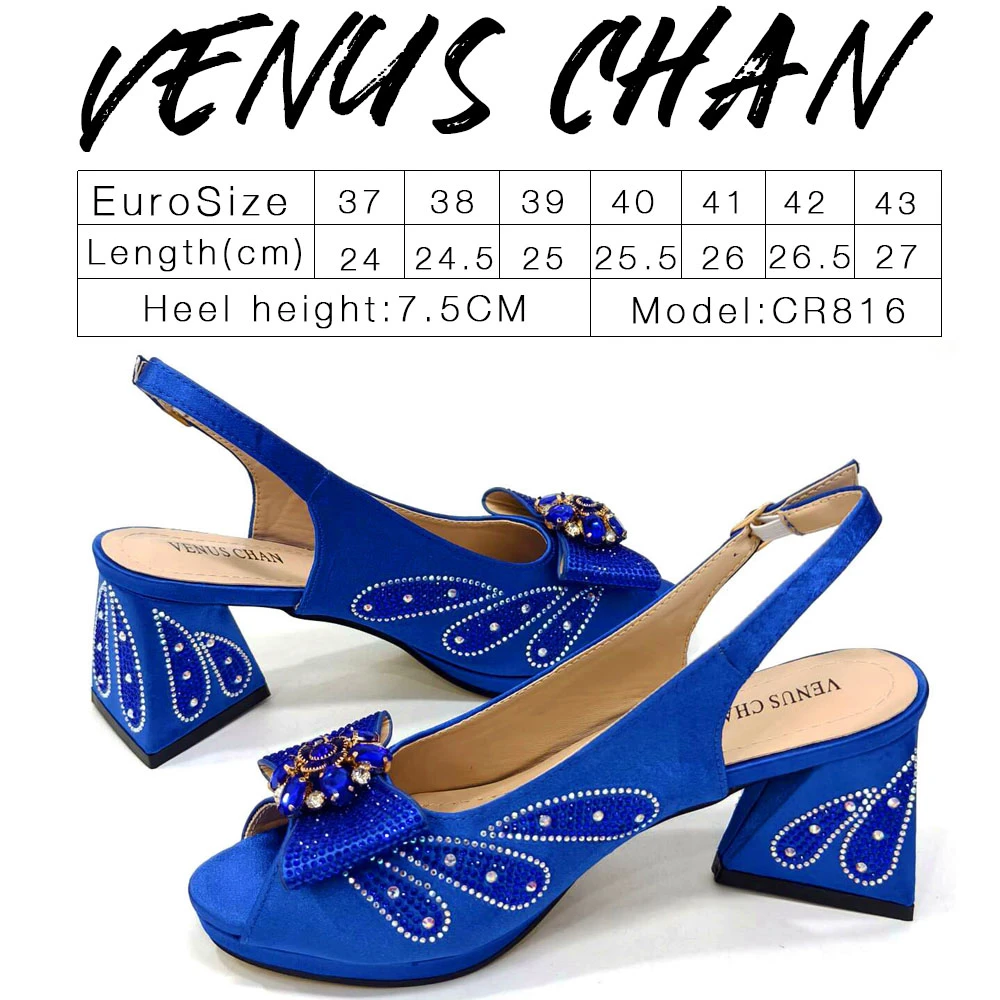 Blue New Satin finish Figure Design  Sexy Style Comfortable Ladies Peep Toe Shoes And Bag for Elegant Women Wedding Party