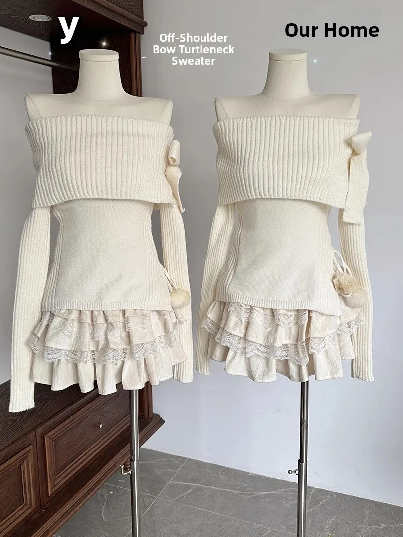 High Waist Lace Splice Cake Skirt Slimming Short Half-length Women's Fashionable Korean Style plus Size Pure Desire Wind