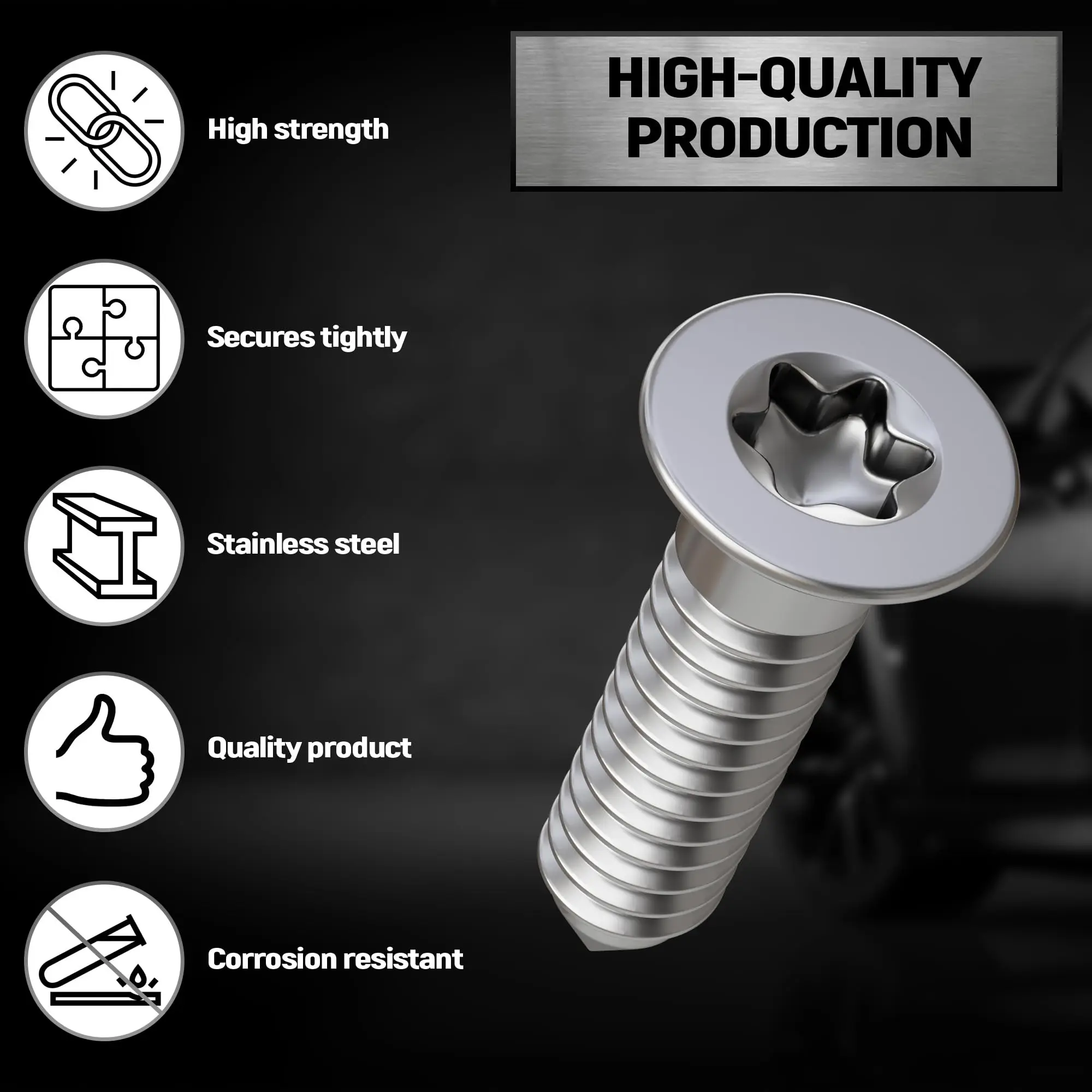 304 Stainless Steel Brake Disc Rotor Screws M6x16mm for VW Golf Passat Audi A3 A4 A6 Skoda Seat, Replace N10648301 N10112603