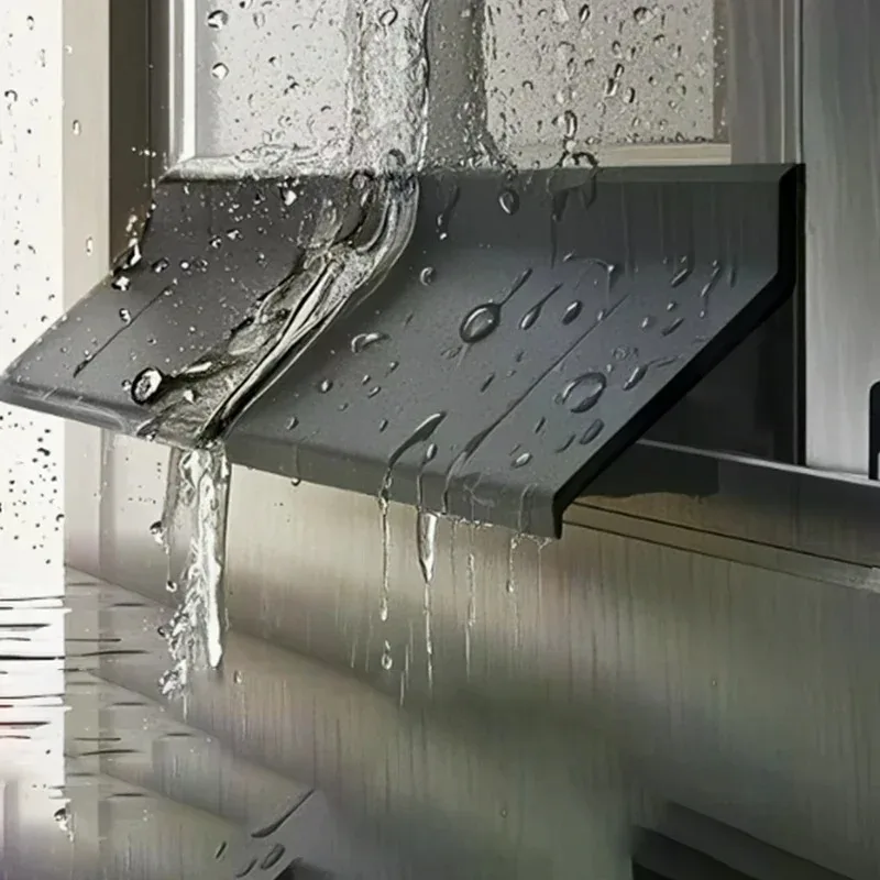 1pc 5cm/1.97in TPE Window Water Blocking Bar Balcony Self Adhesive Sealing Strip Home Window Edge Water Deflector Flashing Board