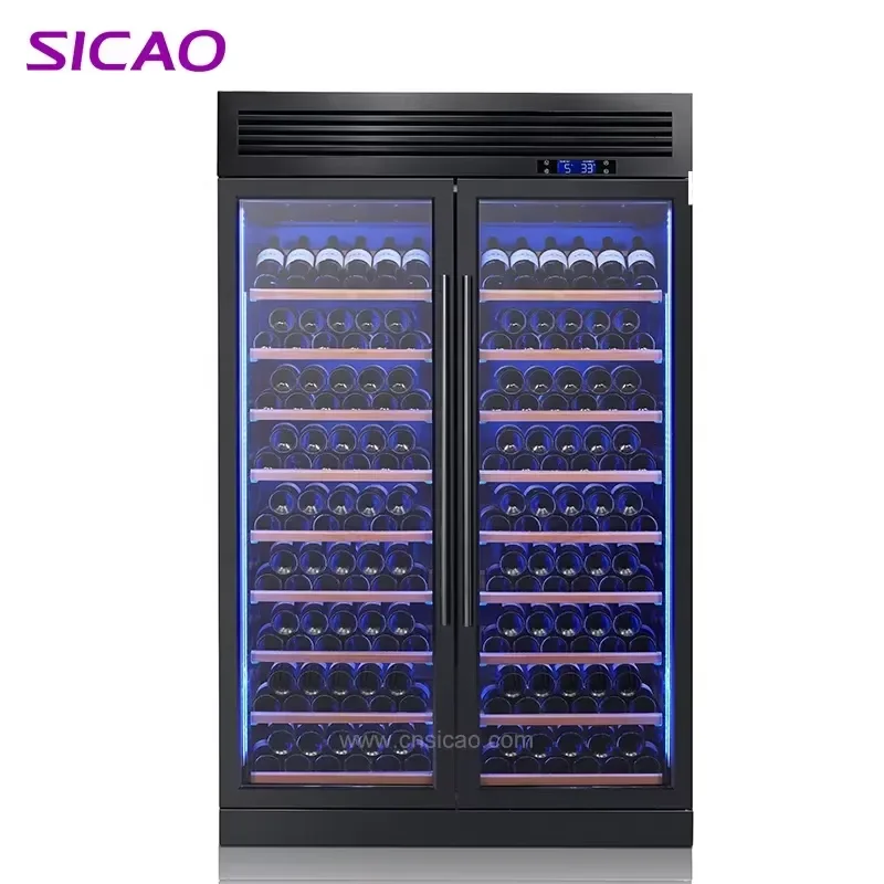 300 Bottle Wine Cooler Double Door Stainless Steel Large Capacity Countertop Refrigerator Luxury Custom Chiller For Home Bar