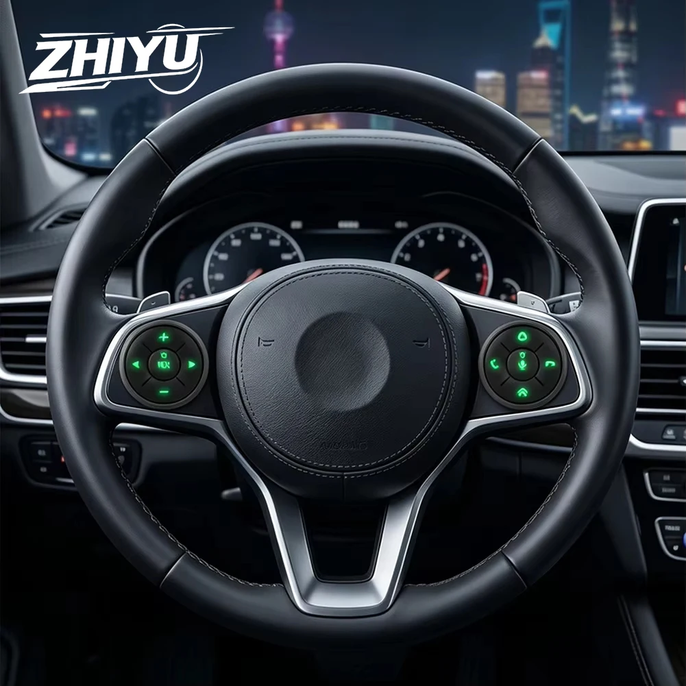ZHIYU Universal 10Key 4 Color Backlight Car Steering Wheel Control Button Wireless Multimedia Navigation Head Remote Control