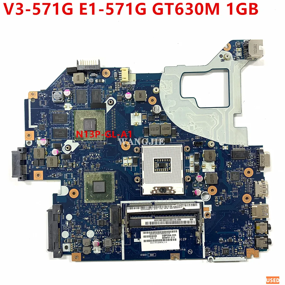 For Acer V3-571G E1-571G Laptop Motherboard NBY1X11001 Q5WVH LA-7912P HM77 DDR3 GT630M 1GB+Heatsink 100% Working