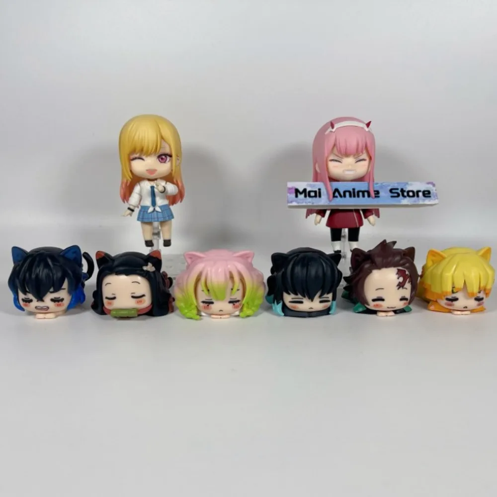 Anime Demon Slayer Mitsuri Figurines Cat Tanjirou Muichirou Statues Kimetsu No Yaiba Kawaii Figures Collections Decoration Gifts